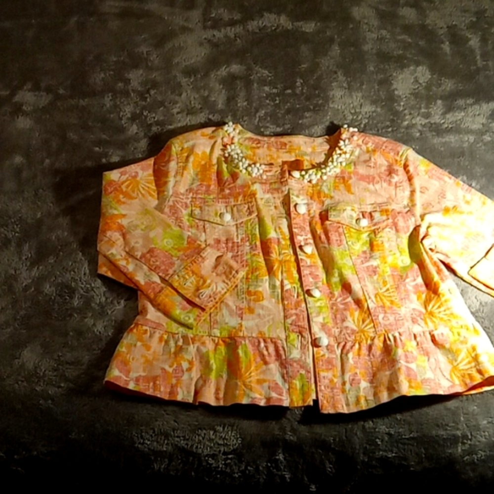 Ruby Rd Beaded Short Jacket 14 Colorful Denim-like